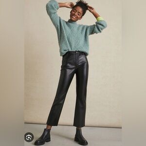 Anthropologie Avec Les Filles Lettie Black Cropped Leather Trousers